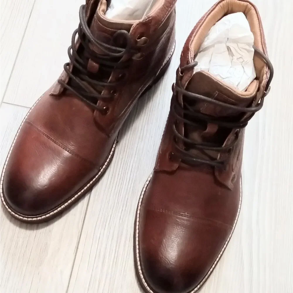 (T-4364) Thomas And Vine Mens Feron Flat Heel Lace Up Boots Sz 8.5